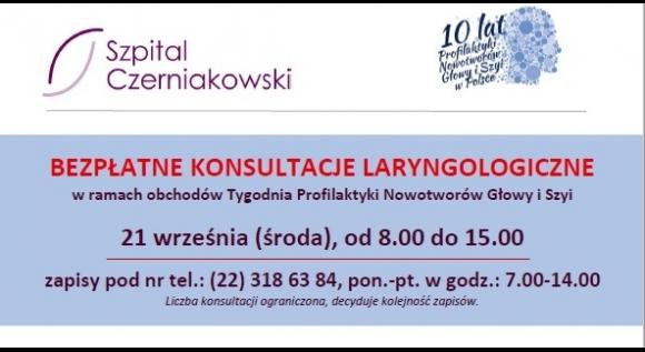 X Europejski Tydzień Profilaktyki Nowotworów Głowy i Szyi - bezpłatne konsultacje w Szpitalu Czerniakowskim w Warszawie