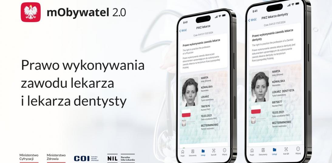 Prawo wykonywania zawodu lekarza i lekarza dentysty - nowe dokumenty w mObywatel 2.0