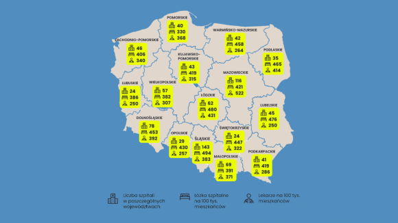 W którym województwie dostęp do służby zdrowia jest najlepszy?