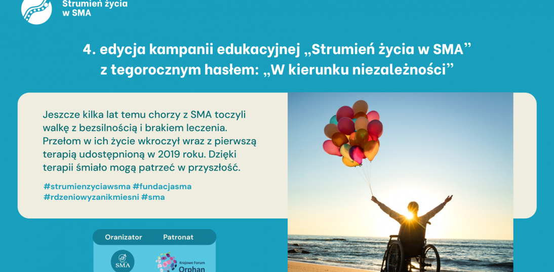 4. edycja kampanii edukacyjnej „Strumień życia w SMA”  z tegorocznym hasłem: „W kierunku niezależności”