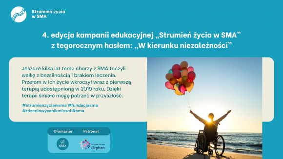 4. edycja kampanii edukacyjnej „Strumień życia w SMA”  z tegorocznym hasłem: „W kierunku niezależności”