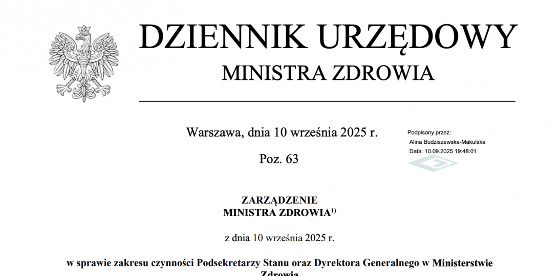 Jasny podział kompetencji w Ministerstwie Zdrowia – nowe zarządzenie reguluje obowiązki wiceministrów