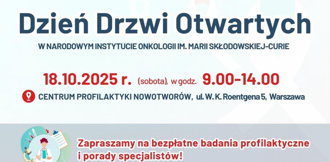 Dzień Drzwi Otwartych w Narodowym Instytucie Onkologii już 18 października