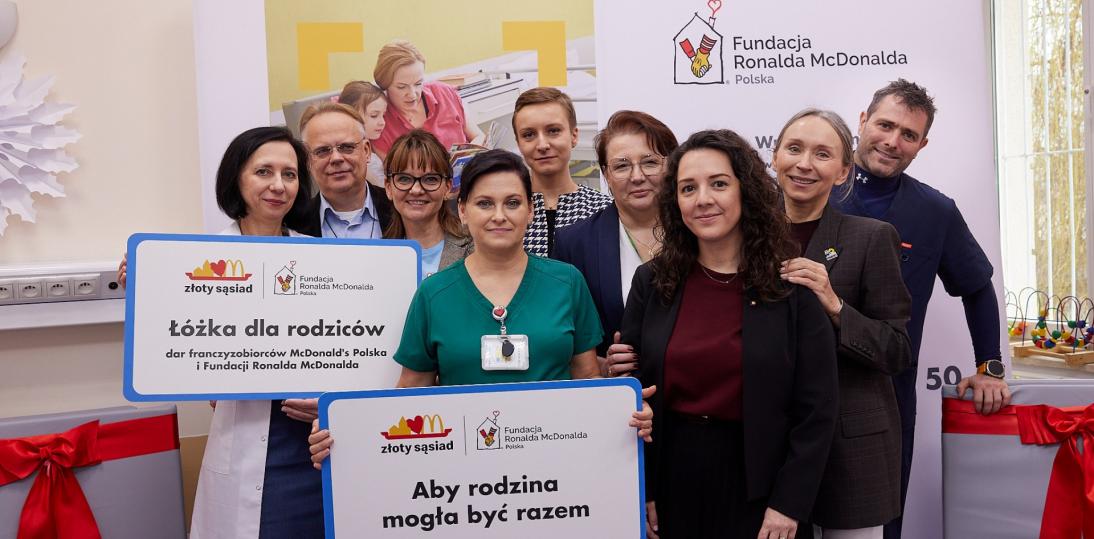 Szpital Dziecięcy im. prof. dr. med. Jana Bogdanowicza w Warszawie z nowymi łóżkami dla rodziców.