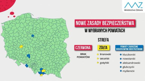 Aktualna lista powiatów z obostrzeniami w czasie pandemii - obowiązująca od 12.09.20