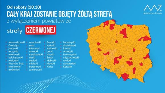 Nowa lista czerwonych stref obowiązująca od 10 października