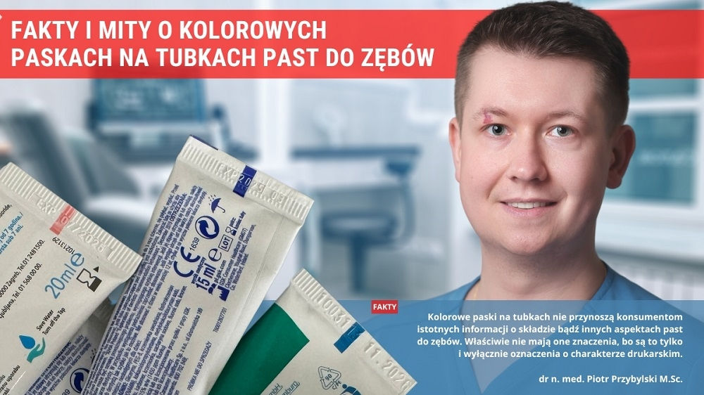 Kolorowe paski na tubkach past do zębów nie mają żadnego znaczenia dla konsumentów