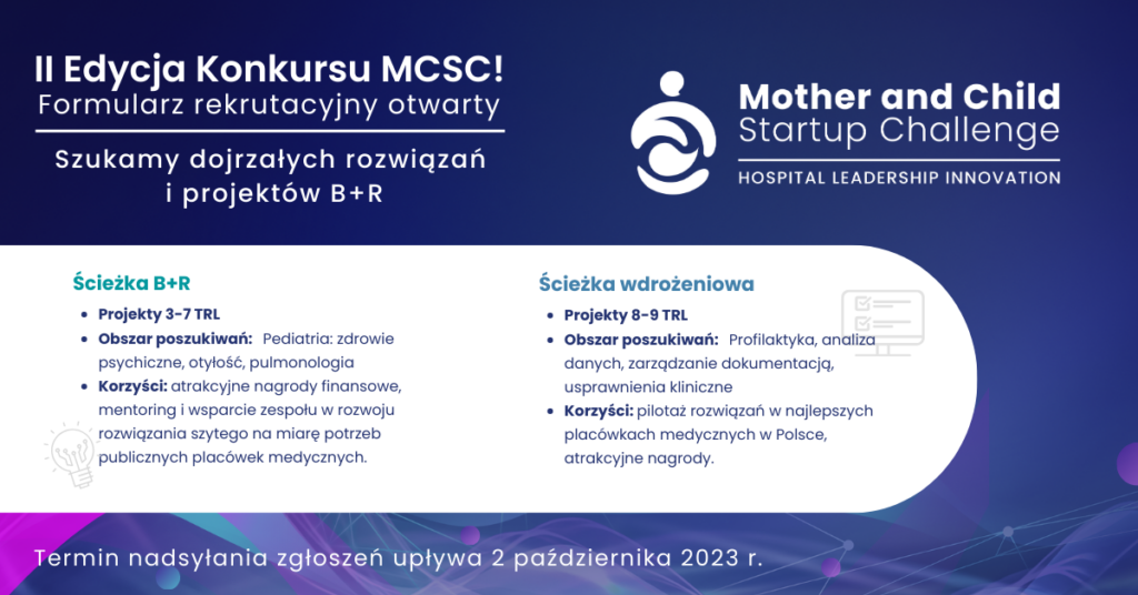 Przełomowy rok dla lekarzy i pacjentów z Instytutu Matki i Dziecka. Nowe technologie ratują życie dzieci.  Zgłoś swój projekt do II edycji Konkursu Mother and Child Startup Challenge
