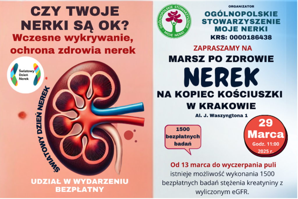 Światowy Dzień Nerek na Kopcu Kościuszki w Krakowie już 29 marca