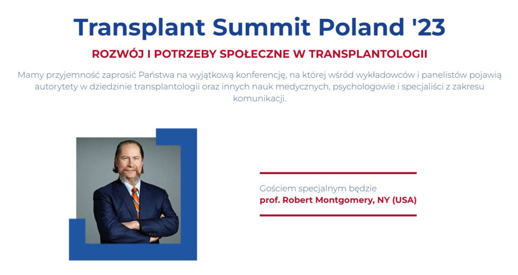 Światowa sława transplantologii, prof. Robert Montgomery, będzie gościem konferencji Transplant Summit Poland